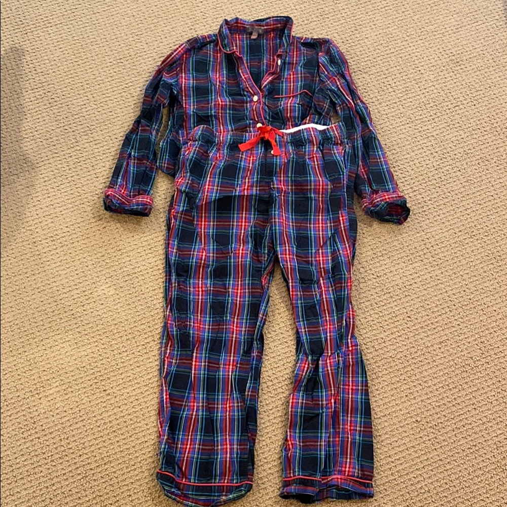 J. Crew Plaid Pajama Set - Red and Blue